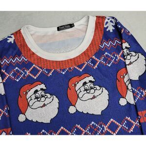 Xuan‎ Ying Collection Mens Novelty Christmas T-Shirt Top XL Blue Red LS Santa